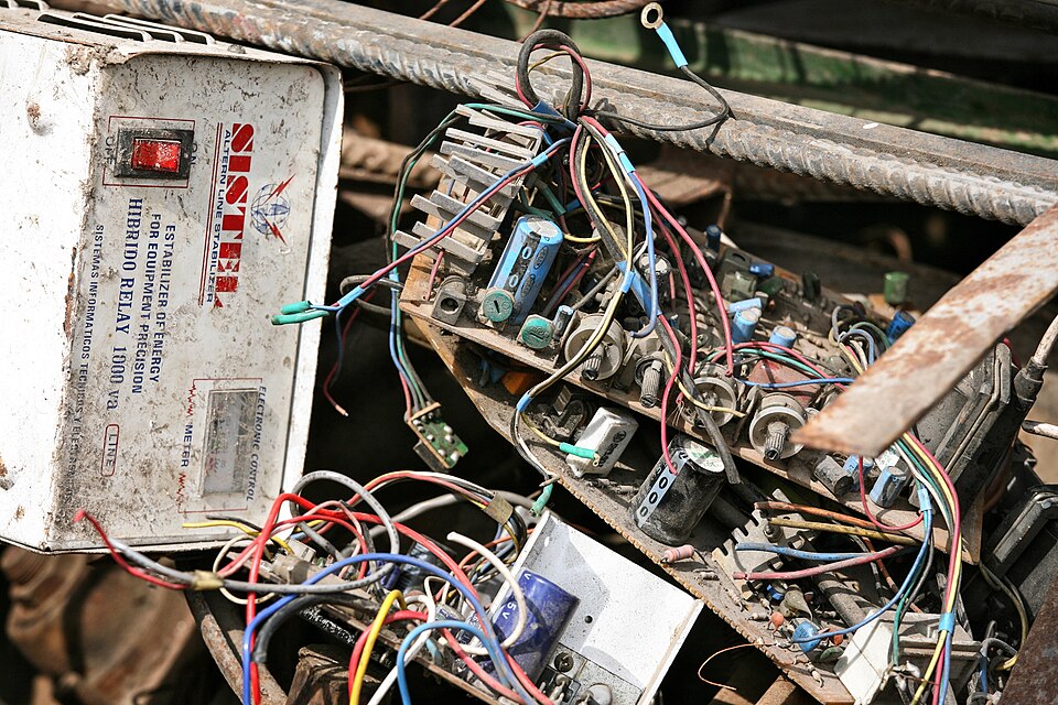 Electronics being sorted for recycling