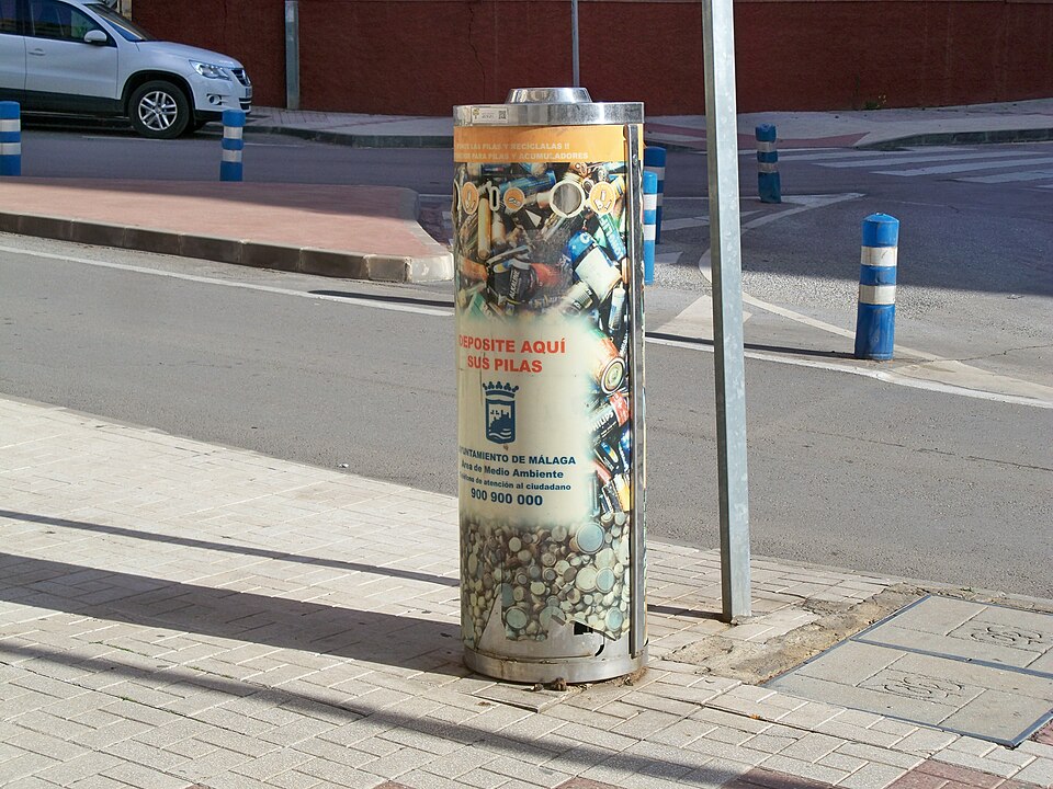 Public battery recycling drop-off container