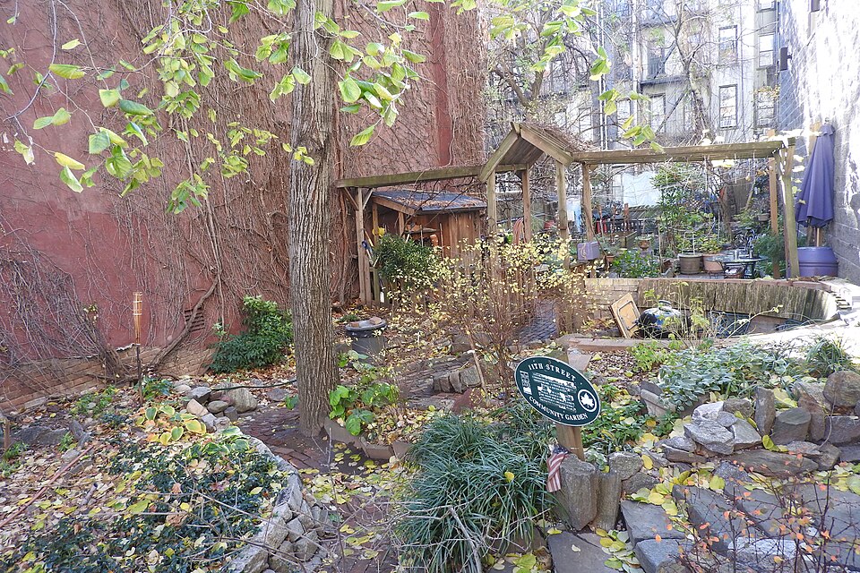 Raised beds at a neighbourhood community garden