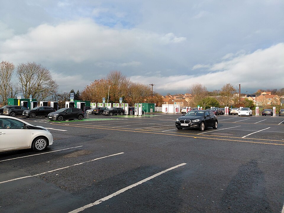 EV charging points at a motorway service station