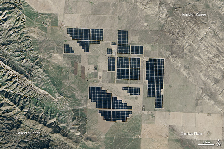 Large-scale solar farm installation in California